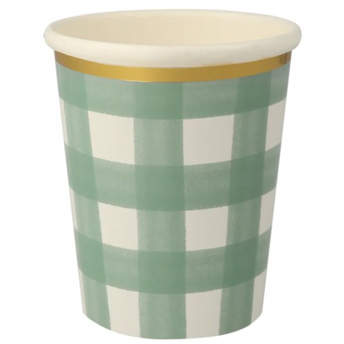 Copos Natal Gingham Verde